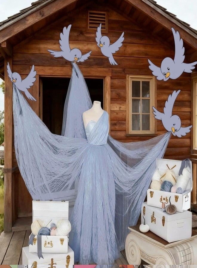 Weekgrat 25 Pcs Princess Gray Party Decor Princess Theme Party Favors Blue Bird Hanging Ornament 11.81 Inch Bluebird Paper Cutouts for Craft Home Birthday Supplies - Image 2